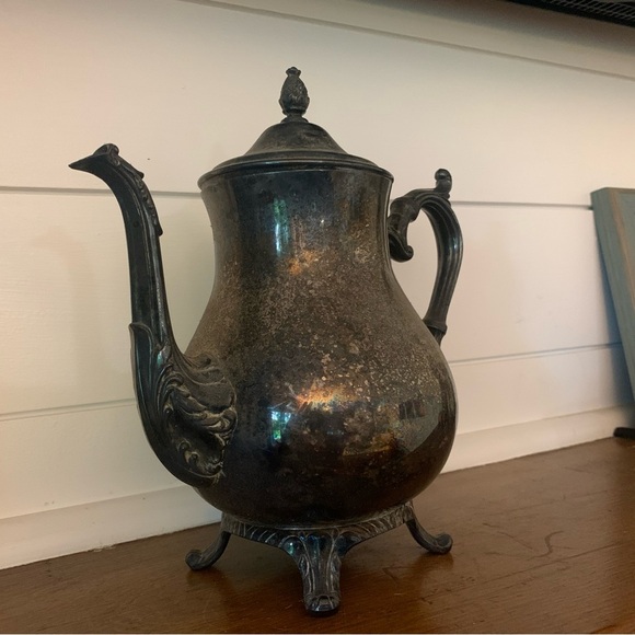 LS Co. Tea / Coffee Pot Silverplated 9" Tall- Uncleaned Patina!! - Picture 14 of 16
